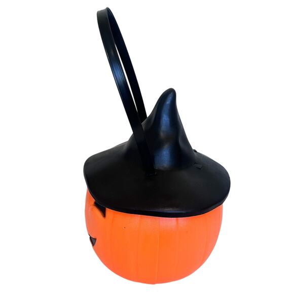 Vintage 1995 Empire Blow Mold Light Up Trick Or Treat Bucket Pumpkin Witch Hat - Picture 2 of 12